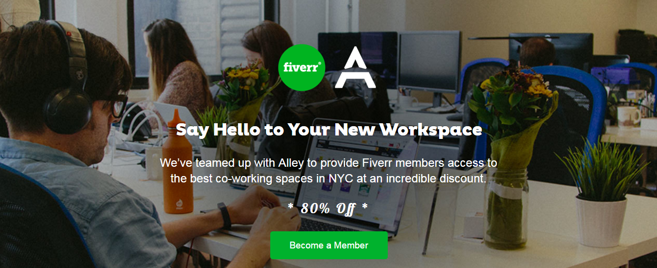 Fiverr Partners with Alley in NYC for Exclusive 80% Discount